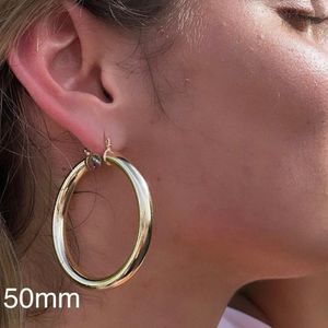 18k Gold Filled or Silver Selena Inspired 50mm Plain Hoop Earrings